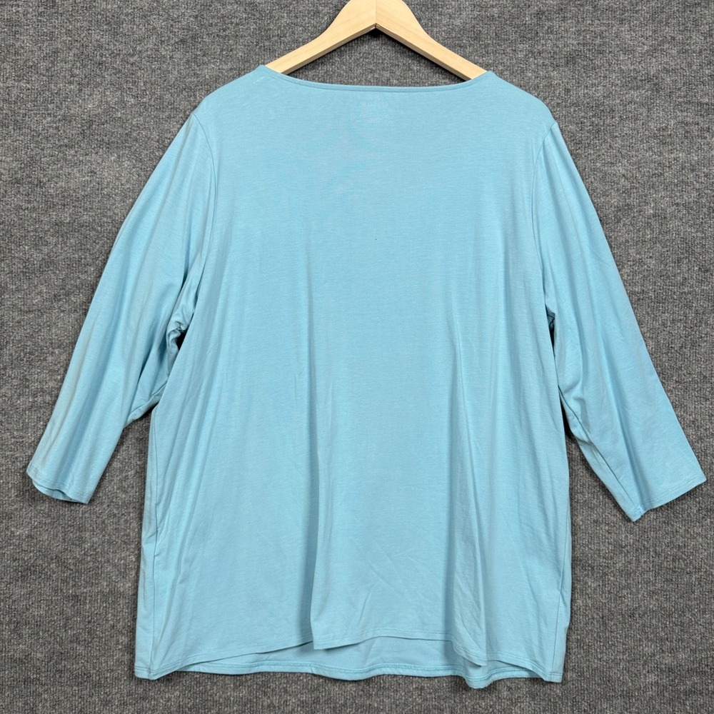 Chico's Size 4 US XXL The Ultimate Tee Coral Blue Cotton Blend Touch of Cool - Picture 2 of 8